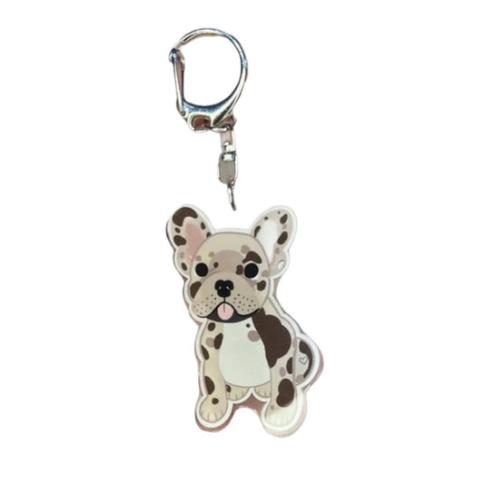 Spotted Frenchie Dog Acrylic Keychain