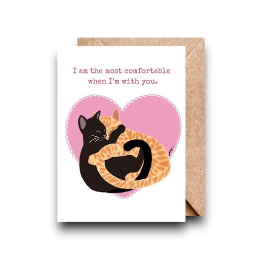 Comfortable With You - Cats Cuddling Greeting Card